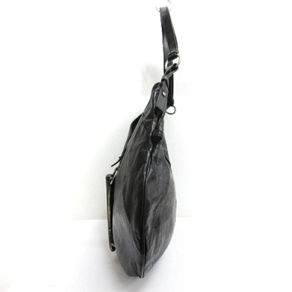 Saint Laurent Yves Rive Gauche Mombasa Shoulder Bag Leather Black